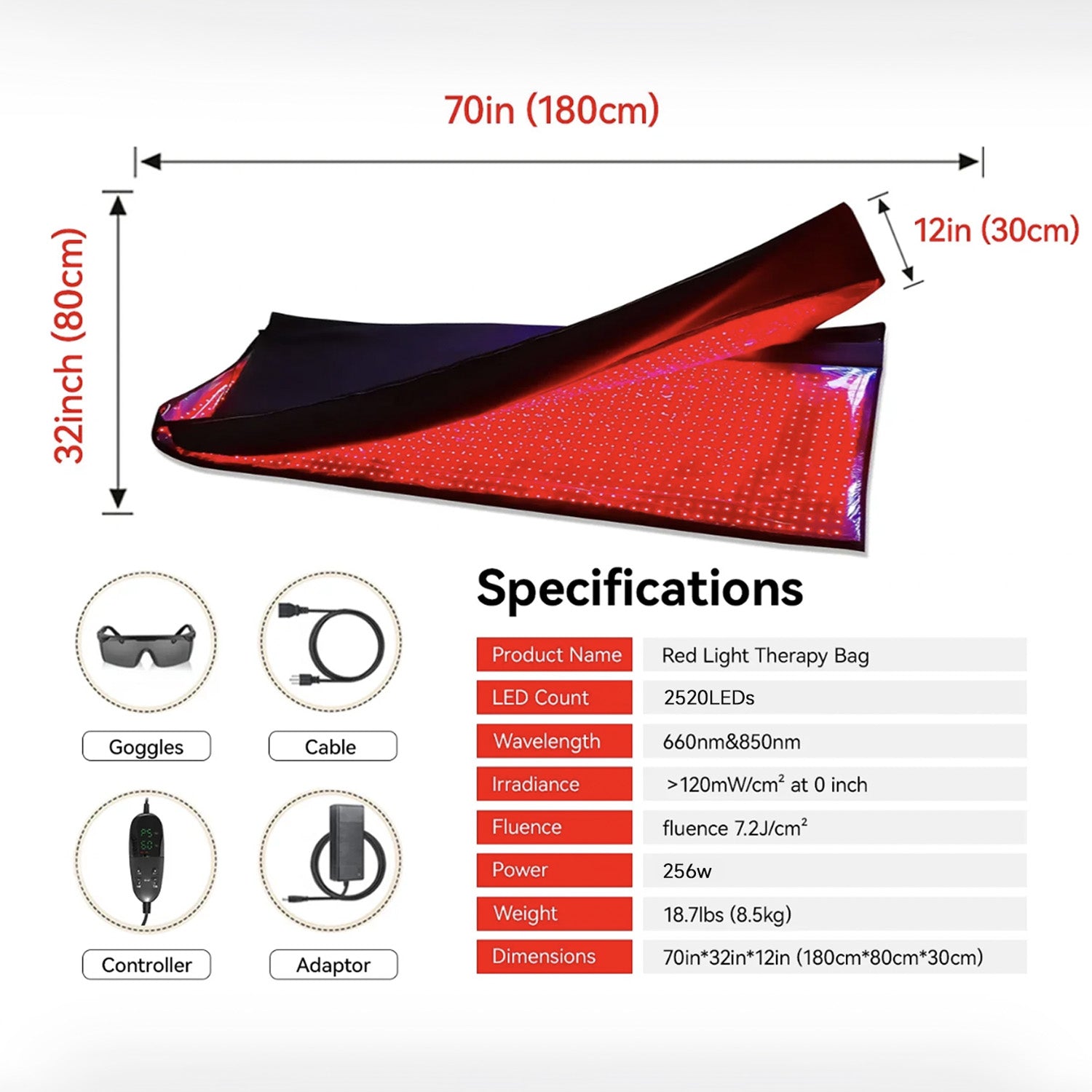 Megelin Red Infrared Light Therapy Mat for Whole Body