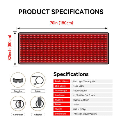 Megelin Red Infrared Light Therapy Mat for Whole Body